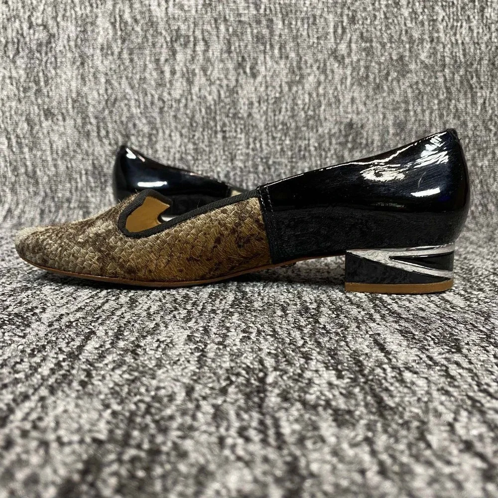 Diane von Furstenberg Kasia Loafer Pumps Womens 6W Brown Python Calf Hair Patent